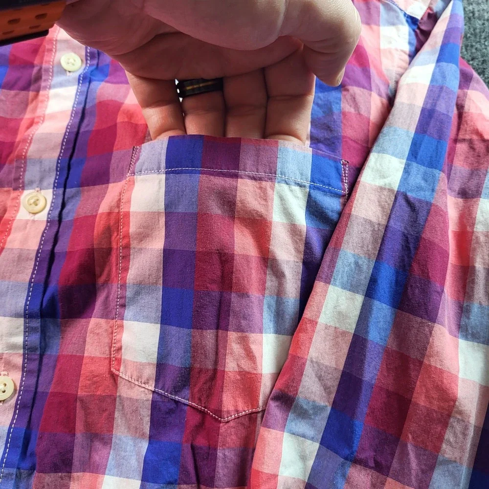 Banana Republic Soft Wash‎ Mens Large Plaid Button Down Long Sleeve Shirt